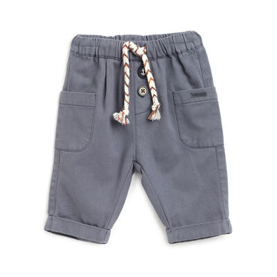 Boys Dark Light Blue Solid Long Trousers